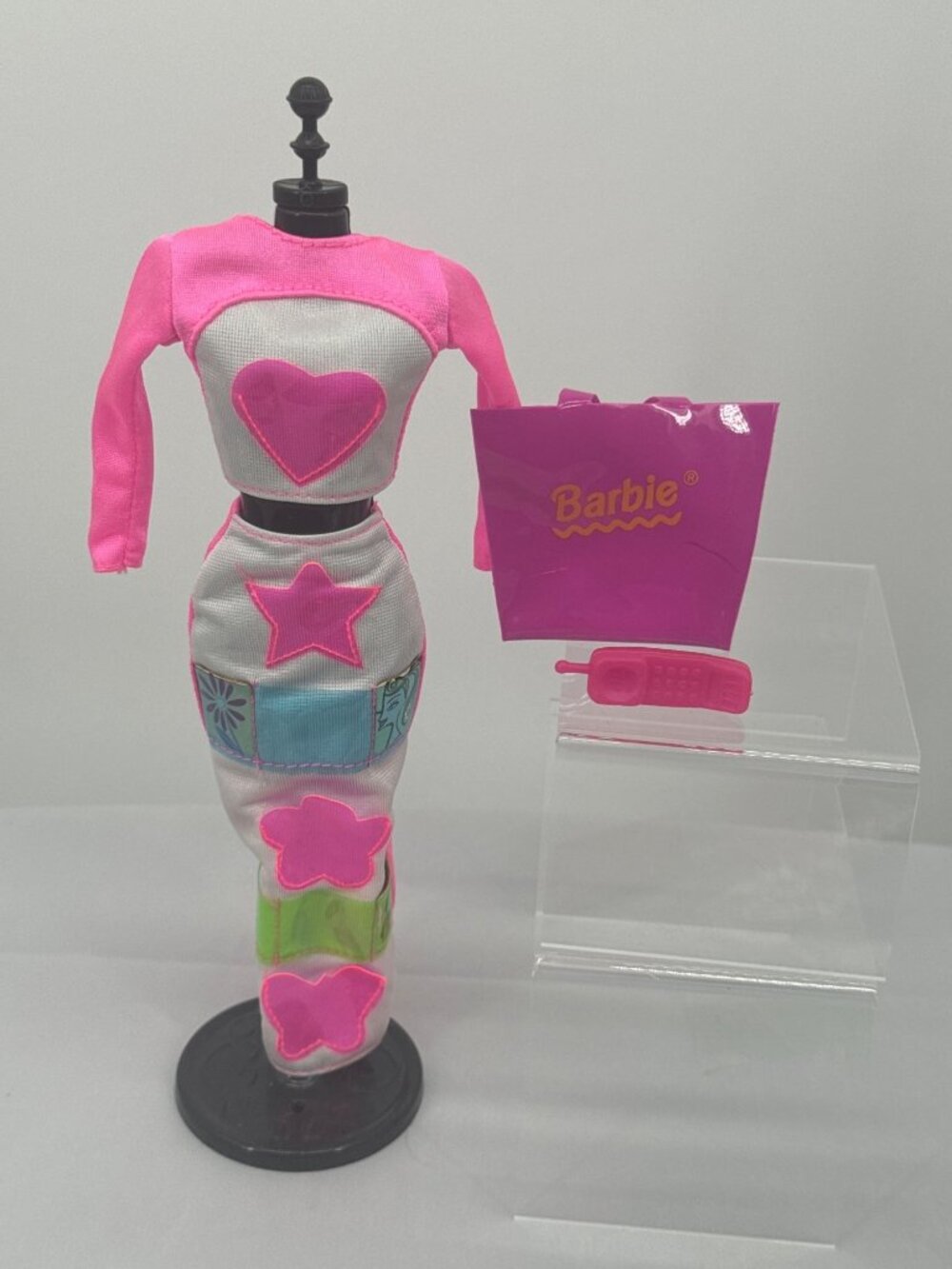 Y2K Picture Pockets Barbie Outfit Set Pink Heart Star Vintage 2000 Mattel